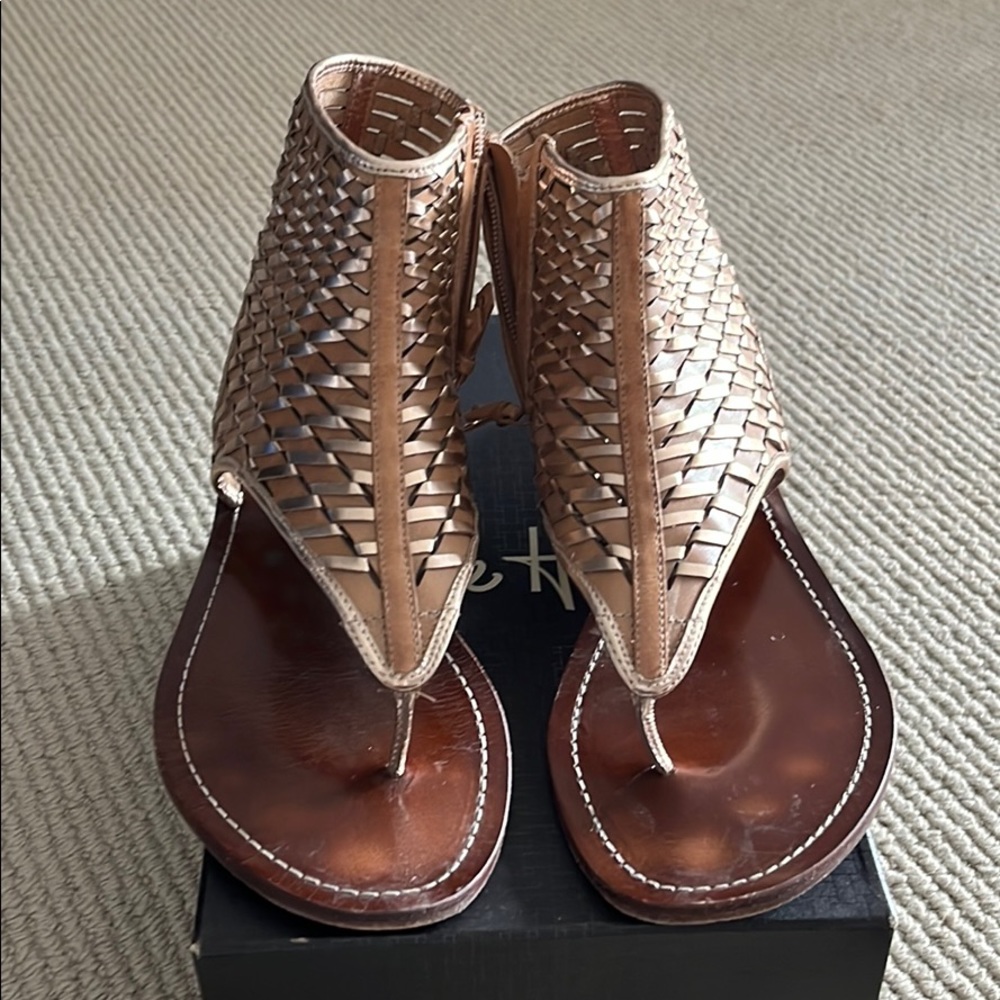 Cole Haan Woven Tan &Gold Sandals